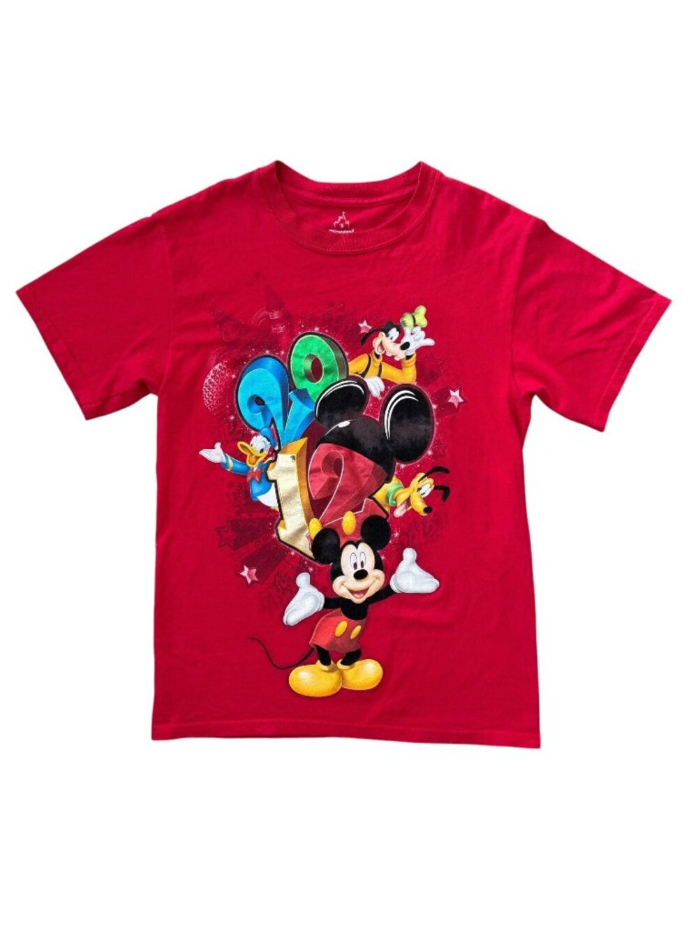 2012 Walt Disney World Tshirt Mickey & Friends Unisex Small Red Hanes